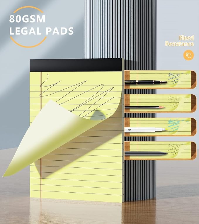 Yellow Legal Pads 4x6, 8 Pack, Narrow Ruled, Perforated, 30 Sheets per Pad | - Image 3