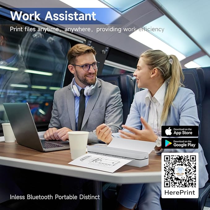 iDPRT Portable Printer Wireless for Travel, 300DPI Bluetooth Thermal Printer Support for 8.5"x11" US Letter, Inkless Compatible with iOS, Android, Laptop for Office, Car and Home, School-DeskLoop Office