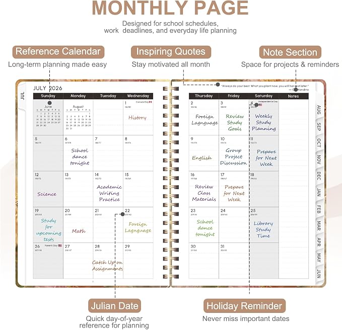 Planner 2026-2027, Weekly and Monthly Academic Year Calendar Planner, July 2026 - Image 3