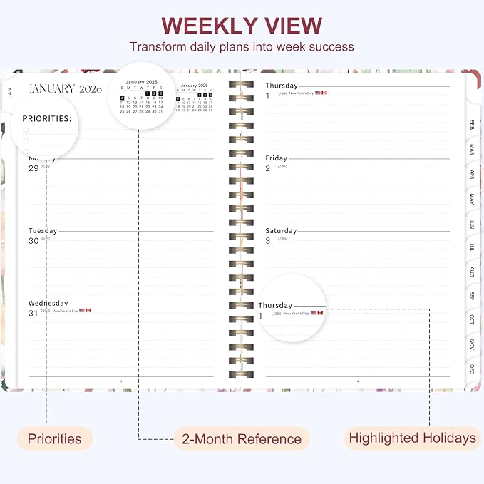 2026 Planner, Weekly and Monthly Calendar Academic Planner, Jan 2026 - Image 3