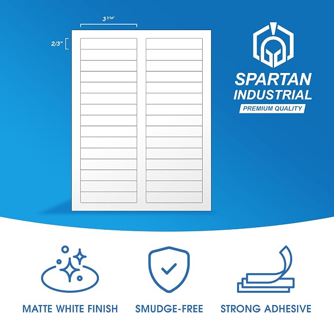 3 7/16" X 2/3" Matte White Printable Labels File Folder, Mailing Labels - Image 2
