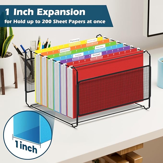 V-Opitos 12 Pack 1 Inch Expansion Hanging File Folders, Letter Size Hanging - Image 4