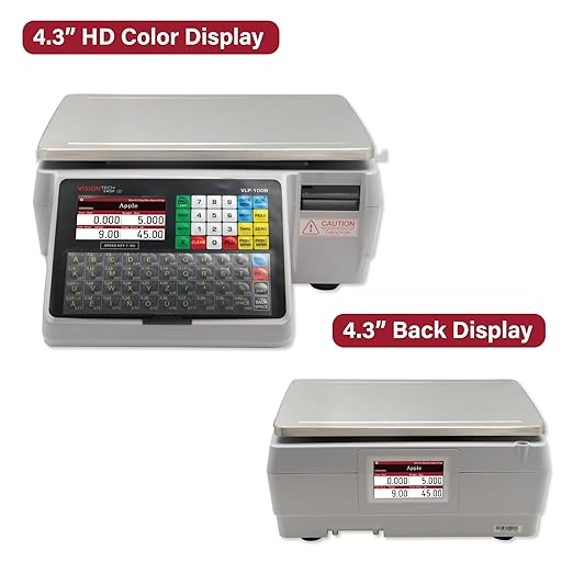 VisionTechShop VLP-100B Label Printing Scale, Capacity 30/60lb Readability 0.01/0.02lb, NTEP Legal for Trade-DeskLoop Office