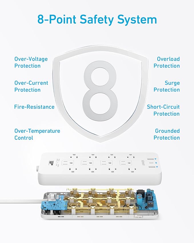 Anker Power Strip with 2100J Surge Protector, Outlet Extender, 5ft Extension - Image 6