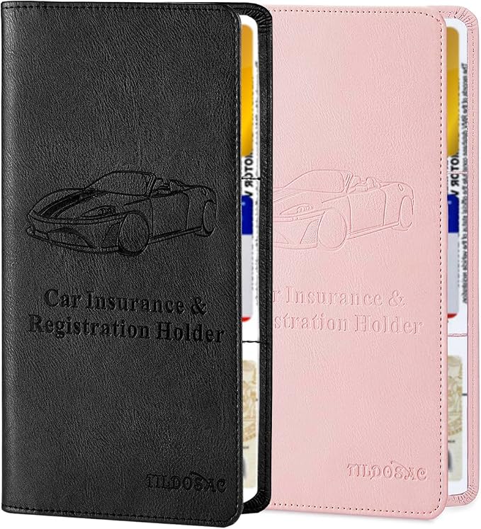 TILDOSAC 2Pack Leather Car Registration and Insurance Card Holder, Car Document by TILDOSAC