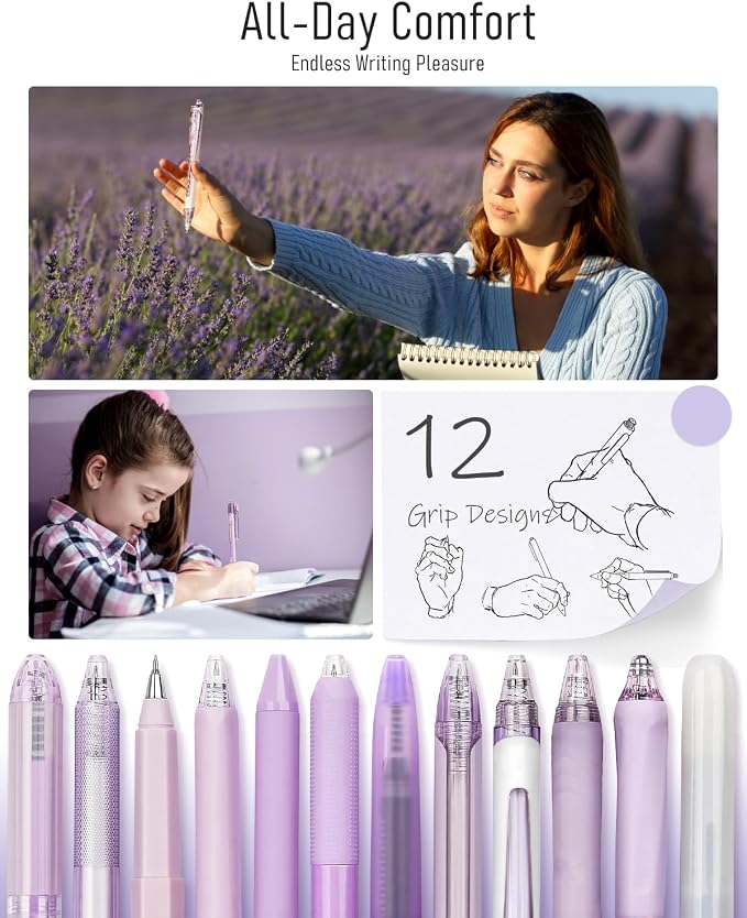 Four Candies Lavender Series Gel Pens, School Office Stationery Supplies Desk - Image 6