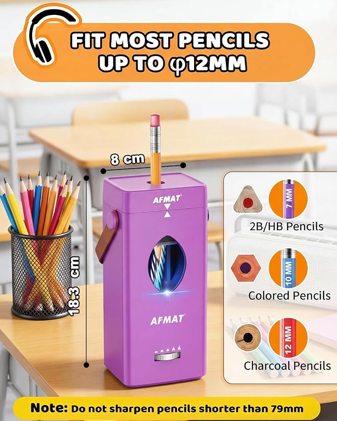 AFMAT Electric Pencil Sharpener, Fully Automatic Pencil Sharpener - Image 3