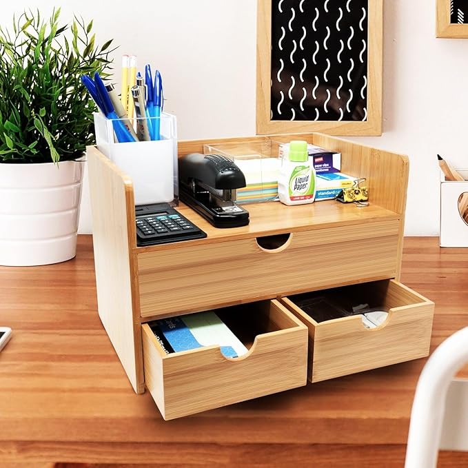 Sorbus Bamboo Desk Organizer - Image 2