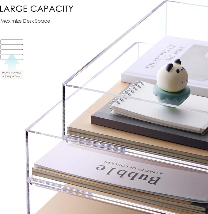 SANRUI Stackable 4-Tier Acrylic Desk Organizer, Space-Saving Document File - Image 7