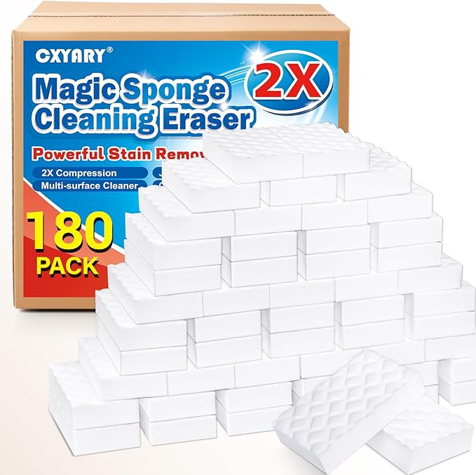 Magic Sponges Cleaning Eraser, 180 Pack 2X Density Stronger Melamine Sponge by CXYARY