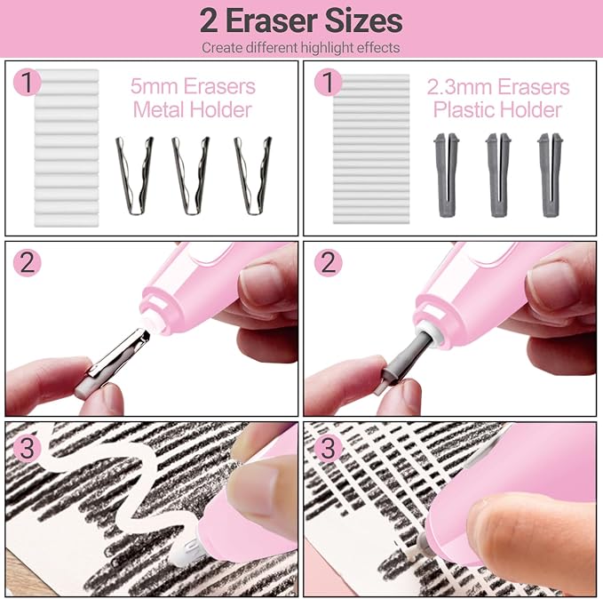 AFMAT Electric Eraser, with 140 Eraser Refills, Rechargeable Pencil Erasers - Image 3