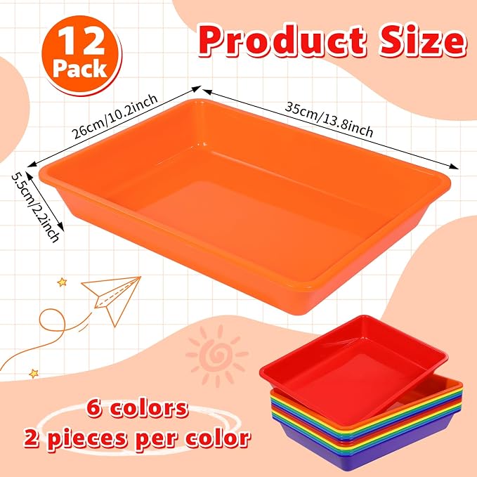 12 Pack Letter Size Flat Storage Paper Tray Organizer Bin Tray Plastic - Image 2