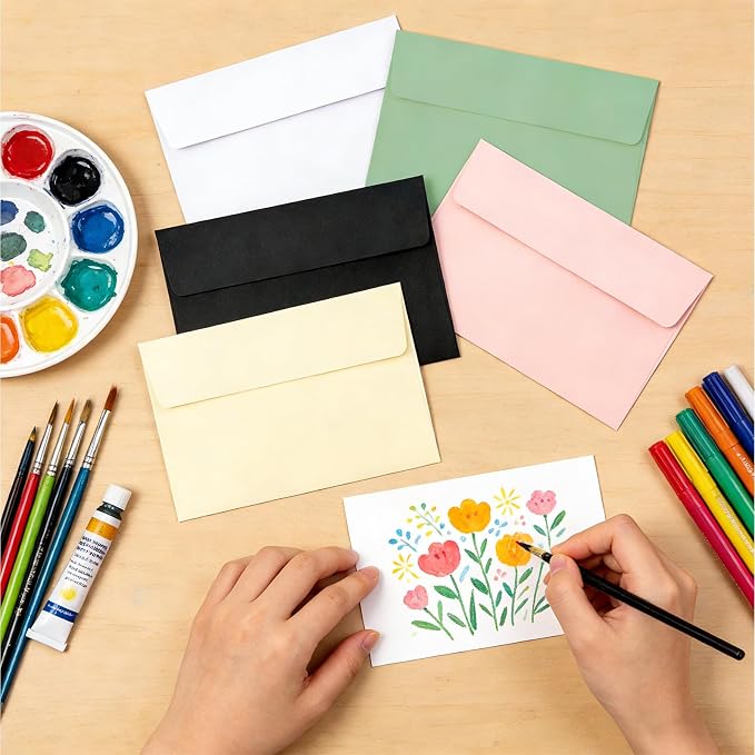 44 Pack Blank Cards and Black Envelopes 4x6, Self-Seal A4 Envelopes - Image 4