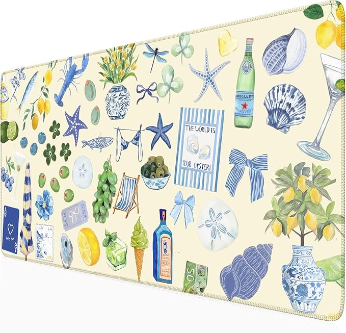 Cute Pastel Coastal Desk Mat by Nasdalgias