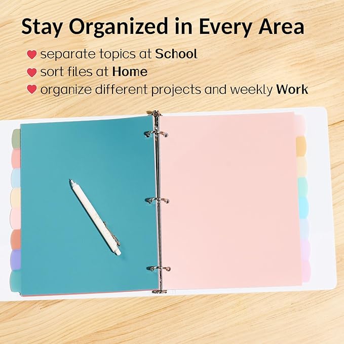 Sooez 8 Tabs Long-Lasting Plastic Write & Erase Large Tabs Dividers - Image 7