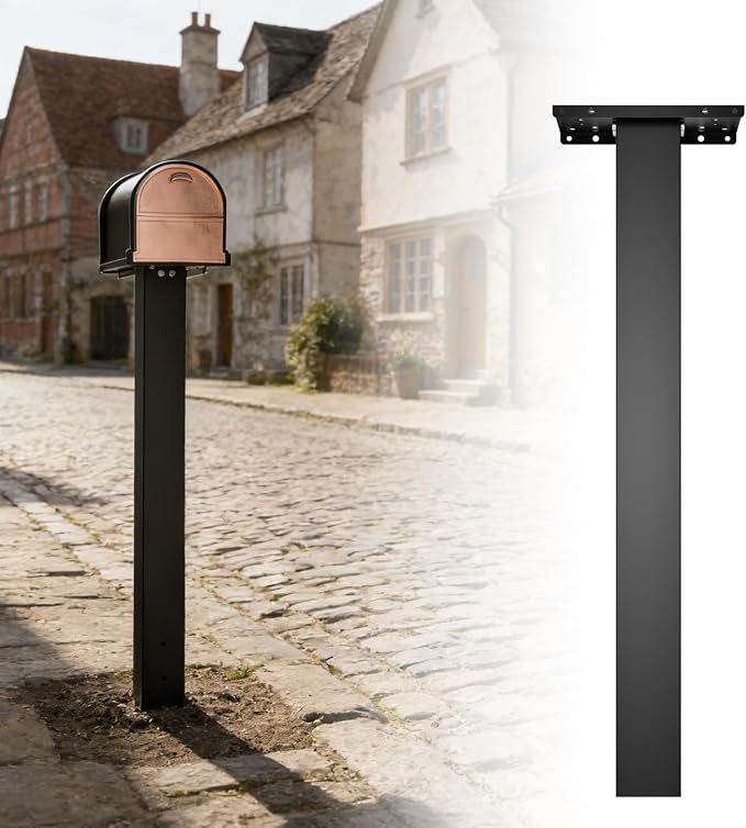43x4x4 Black Metal Mailbox Post by YVTCRTCW
