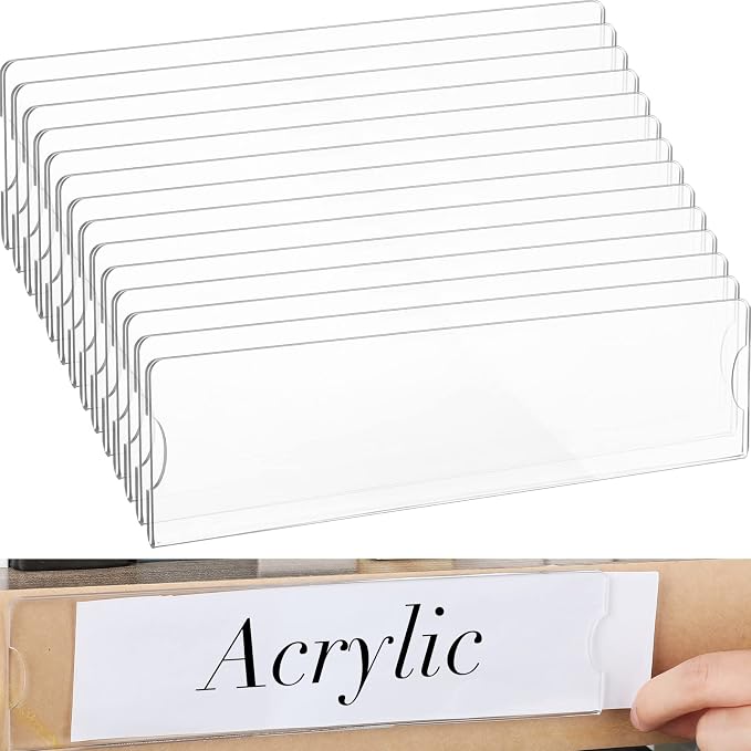 100 Sets 2 x 8 Inch Acrylic Wall Name Plate Holder Clear Plastic Sign Holder by Yulejo