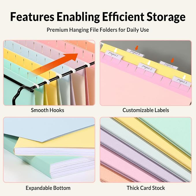 SUNEE 6 Pack Hanging File Folders, Hanging File Folders Letter Size - Image 3