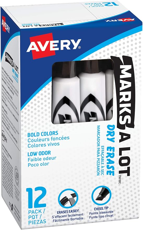 AVERY Marks A Lot Dry Erase Markers, Low Odor White Board Markers - Image 2
