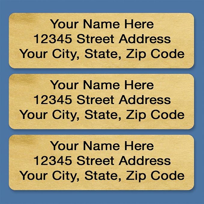 Personalized Return Address Labels, Roll of 250 Gold Foil Self-Adhesive Labels - Image 3