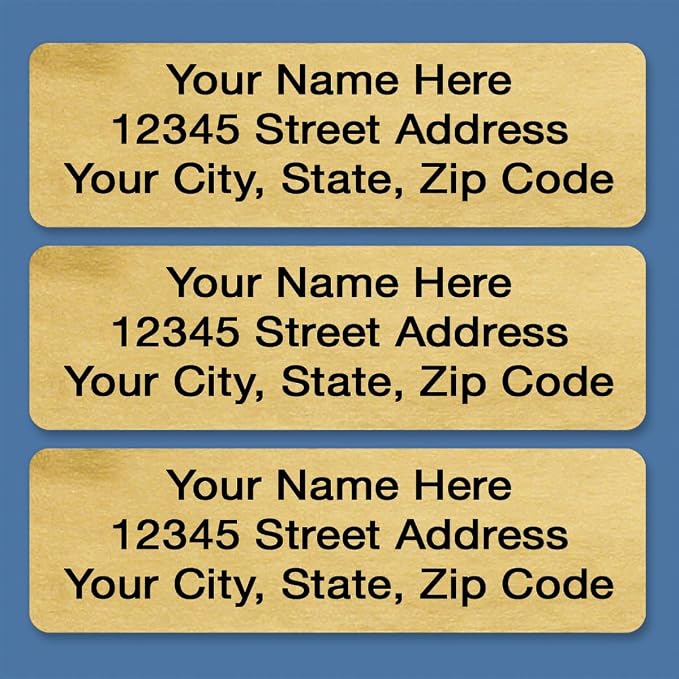 Personalized Return Address Labels, Roll of 500 Gold Foil Self-Adhesive Labels - Image 3