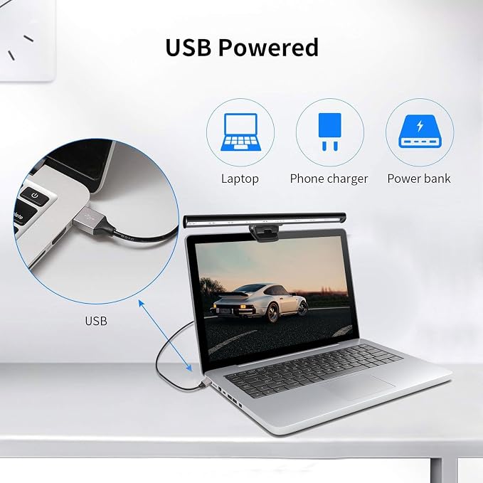 Wodgreat Laptop Monitor Lamp, LED Screen Light Bar, Adjustable Brightness & - Image 6