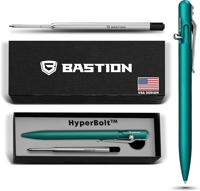 BASTION Luxury Slim Bolt Action Pen, Lightweight Aluminum EDC Pen with Fine Tip, Professional Ballpoint Pen for School and Work - Seafoam-DeskLoop Office