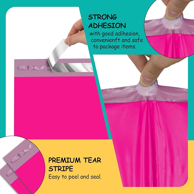 Poly Mailers 6x9 inch 100 Pcs, Rose Red Plastic Mailing Envelopes - Image 3