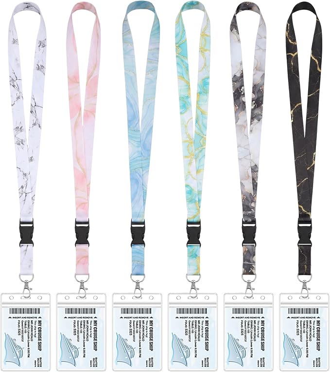 6 Pack Lanyards for Cruise Ship Cards by Prudiut