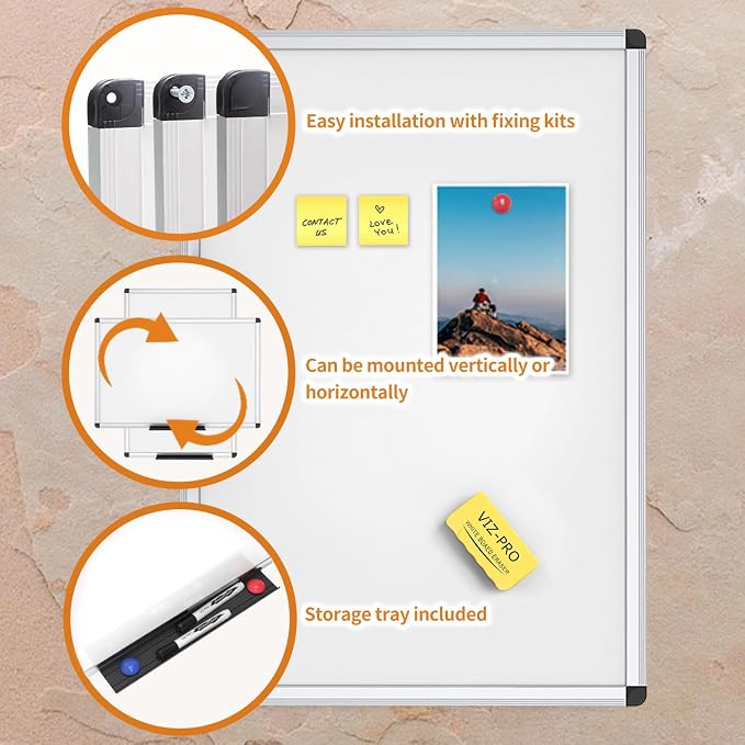 VIZ-PRO Magnetic Whiteboard/Dry Erase Board, 18 X 12 Inches, Includes 1 Eraser - Image 4