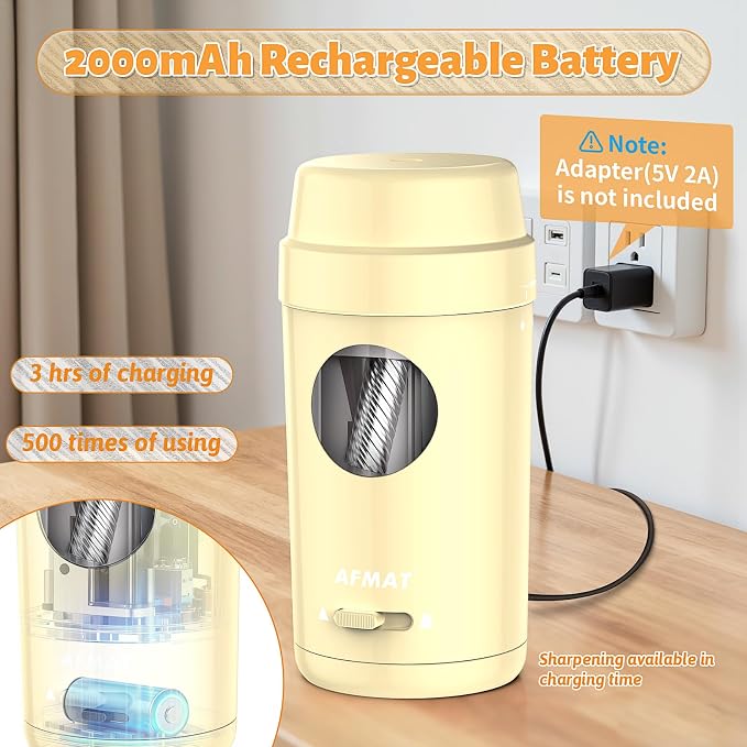 AFMAT Electric Pencil Sharpener, Auto in & Out, Fully Automatic Pencil Sharpener - Image 5