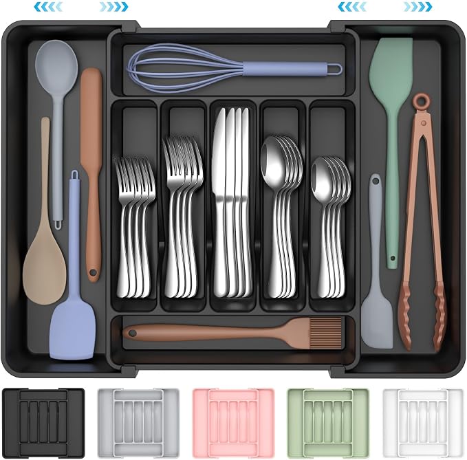 ukeetap Extra Large Expandable Silverware Organizer, BPA-Free Food-Safe Cutlery by ukeetap