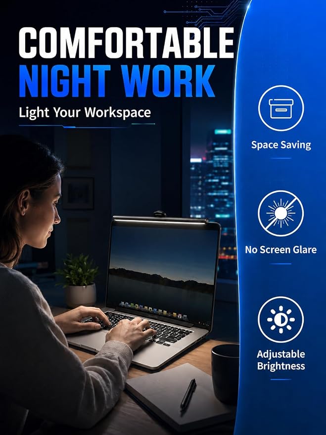 Laptop Monitor Light Bar, USB e-Reading LED Task Lamp, 3 Adjustable Color - Image 5