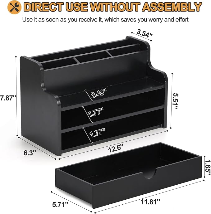 Mail Organizer Countertop, 4 Slots Desk Organizer - Image 2