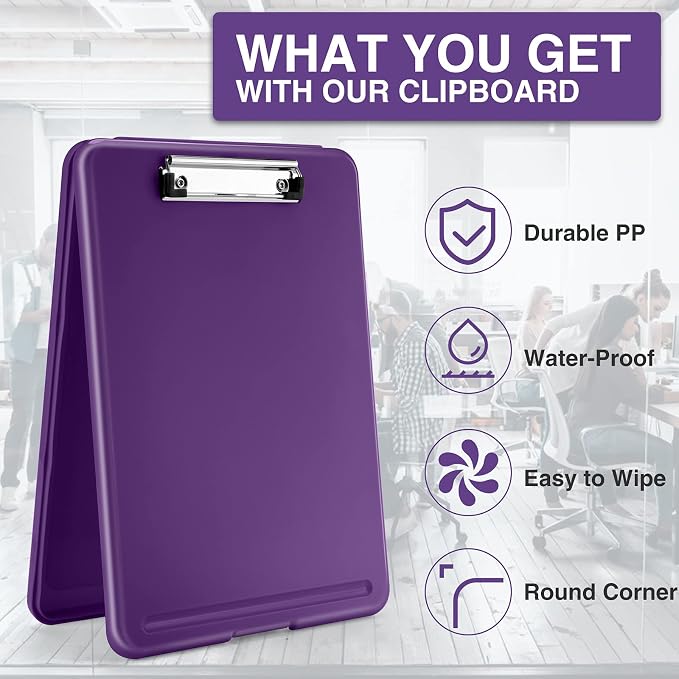 Sooez Storage Clipboard With Low Profile Clip, Heavy Duty Nursing Foldable - Image 4