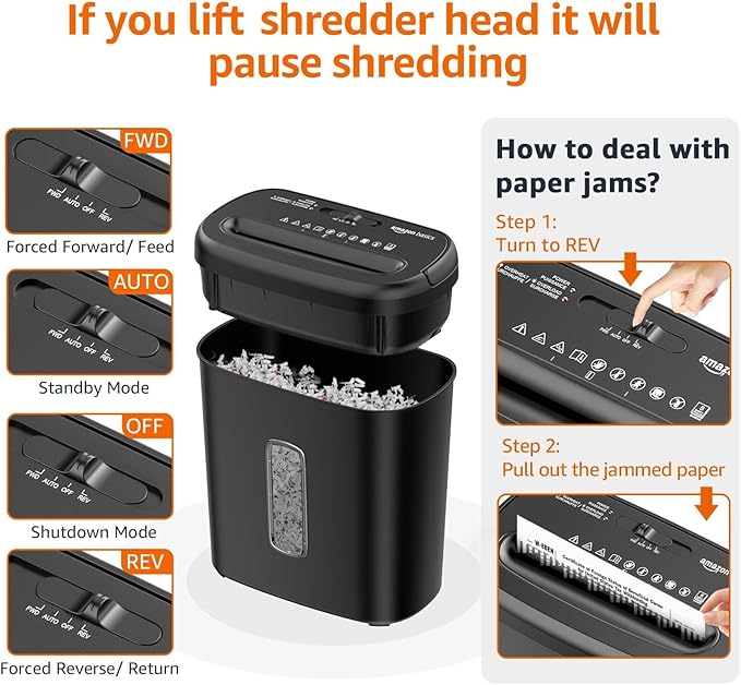 Amazon Basics 8-Sheet Cross Cut Paper Shredder and Credit Card Shredder - Black