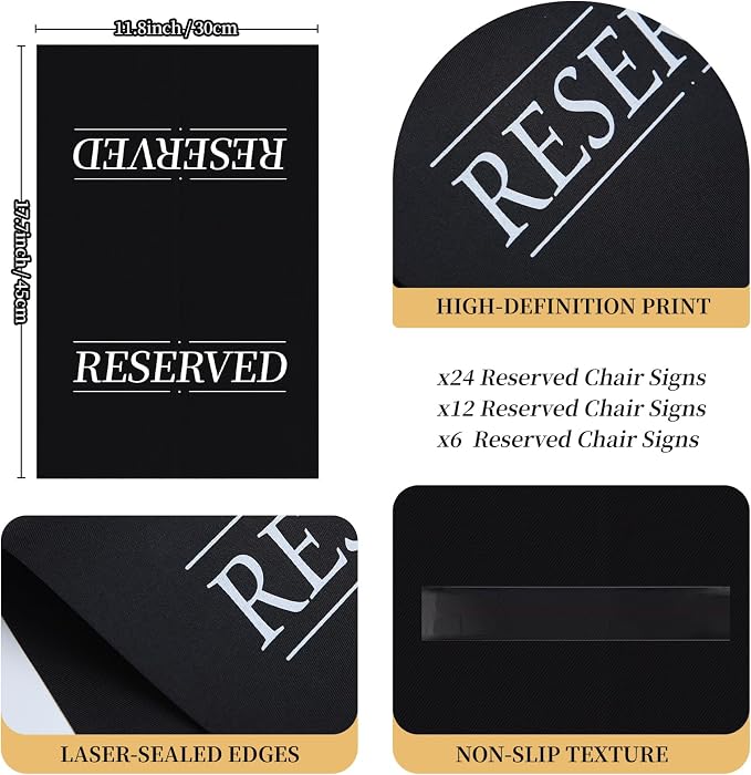 24 Pcs Reserved Seating Signs Reserved Chair Sign Printed Placeholder - Image 3