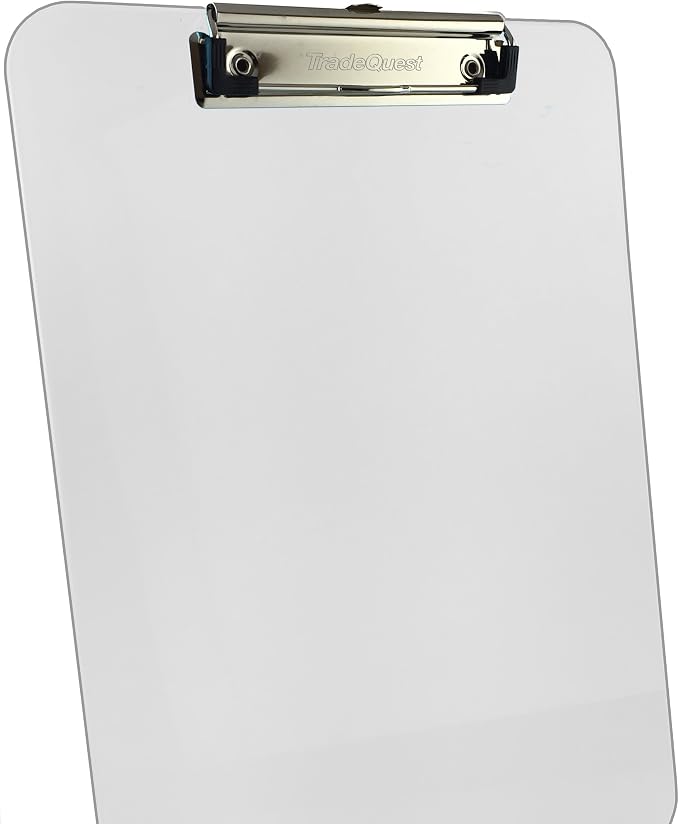 Trade Quest Plastic Clipboard Transparent Color Letter Size Low Profile Clip - Image 2