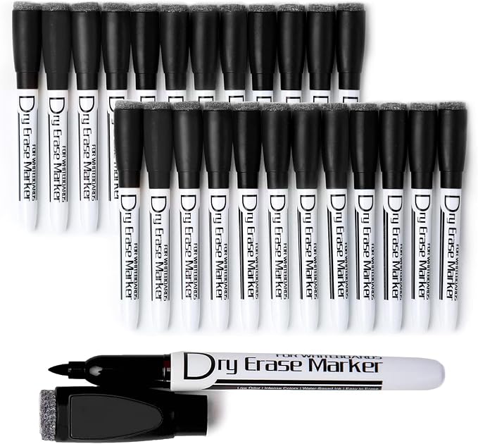 Volcanics Black Magnetic Dry Erase Markers Low Odor Fine Tip Whiteboard Markers by Volcanics