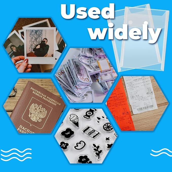 Vmiapxo 40 Pack Stamp and Die Storage Pockets, Reusable Small Plastic Envelopes - Image 4