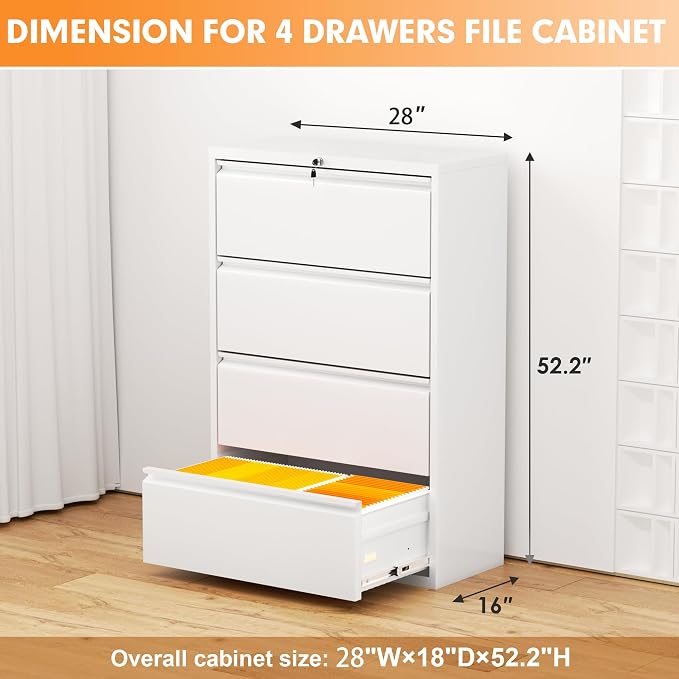 INTERGREAT 4 Drawer File Cabinet, Lateral File Cabinet - Image 3