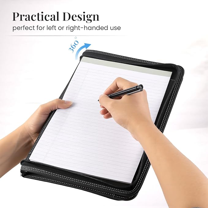 Padfolio Portfolio Organizer Binder, Faux Leather Interview Resume Folder - Image 5