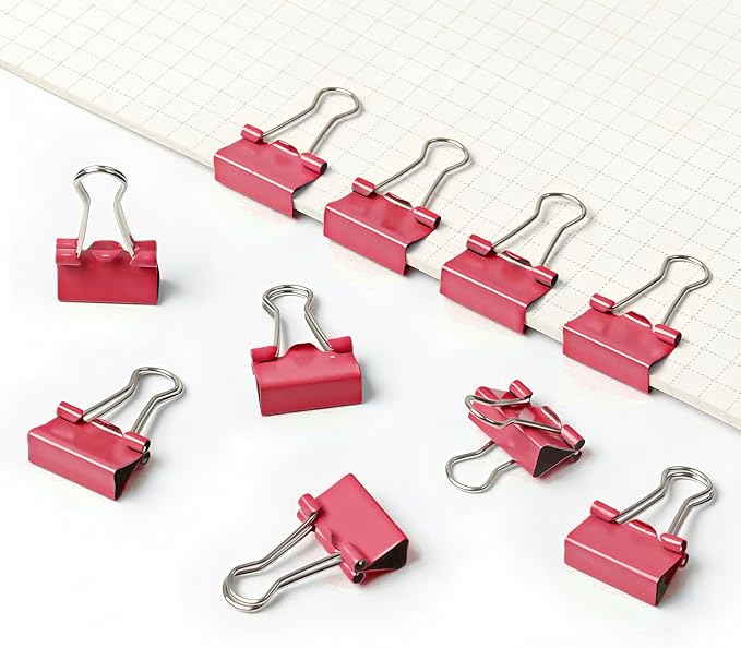 50 Pack Small Red Binder Clips 3/4 Inch, Colored Little Paper Clamps, Tiny Mini - Image 4
