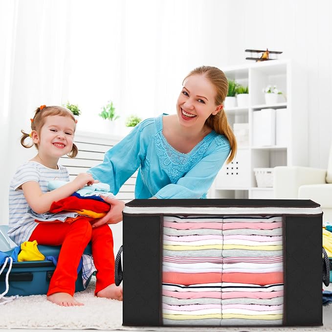 Large Storage Bags, 3 Pack Clothes Storage Bins Foldable Closet Organizers - Image 7
