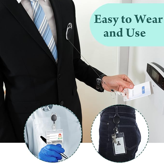 Honoson 50 Pcs Heavy Duty Retractable Badge Reels Batch ID Badge Holder - Image 5