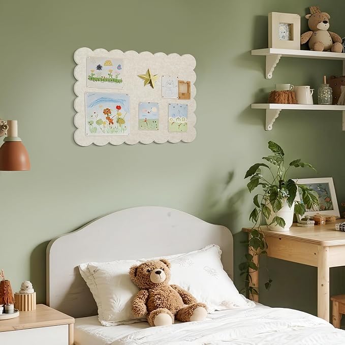 Lightomorrow Scalloped Bulletin Board, 24 x 18 Inches Felt Pin Board - Image 2