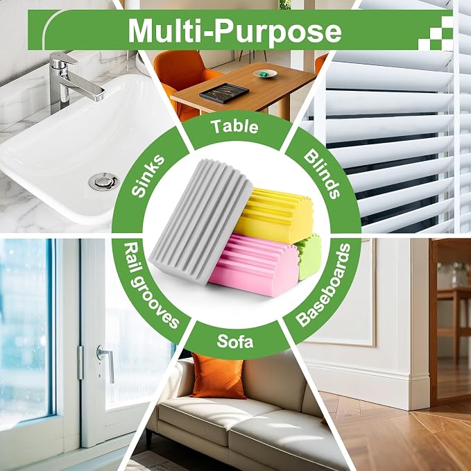 Jeymei 4-Pack Damp Clean Duster Sponge, Damp Dusting Sponge, Duster Baseboard - Image 5