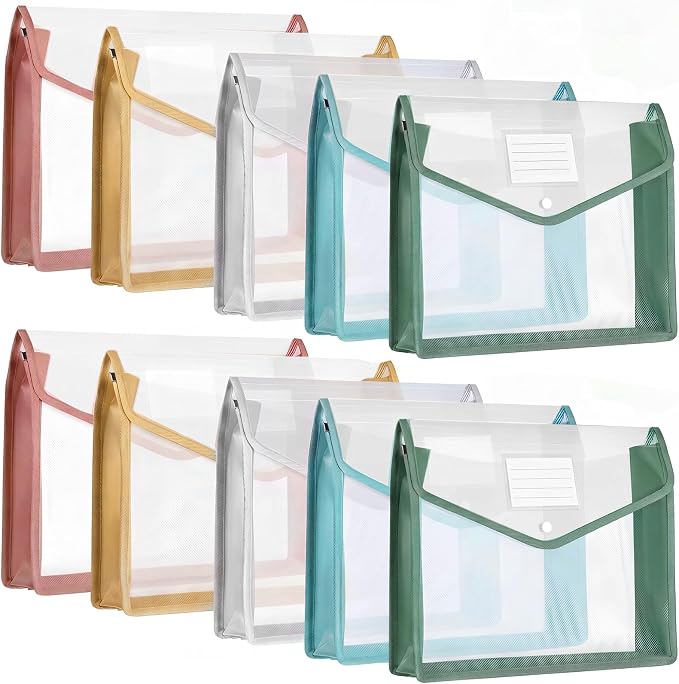 Epakh 10 Pieces Plastic File Folders Envelope Expanding File Wallet Organizer by Epakh