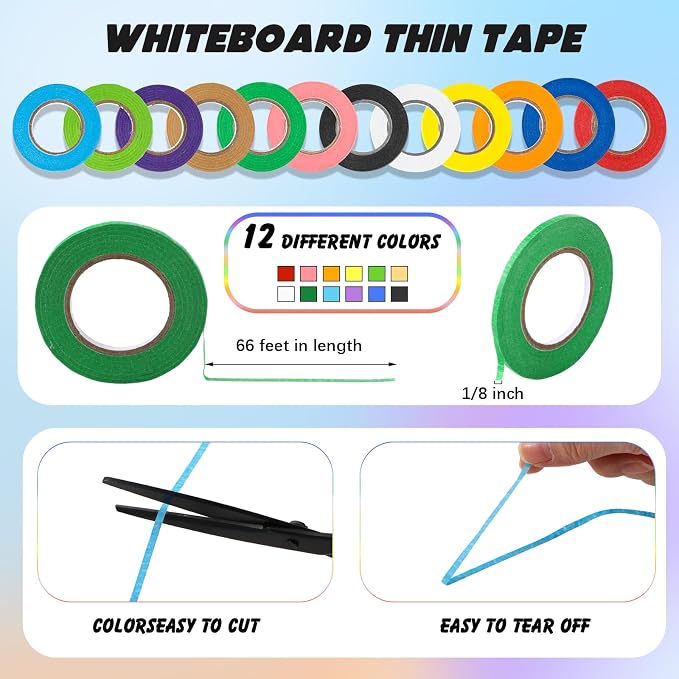 Meanplan 176 Pcs White Board Accessories Set 144 Magnetic Dry Erase Labels 12 - Image 4