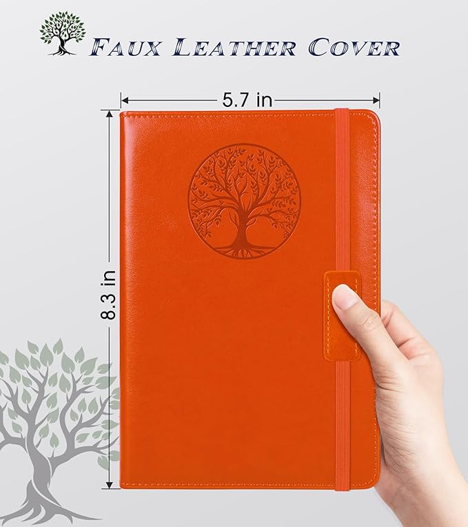 Lined Journal Notebook for Women Men,256 Pages A5 Hardcover Leather Journals for Writing,Travel,Business,Work & School,College Ruled Notebooks for Note Taking,Diary Notepad 5.7"×8.3" orange-DeskLoop Office